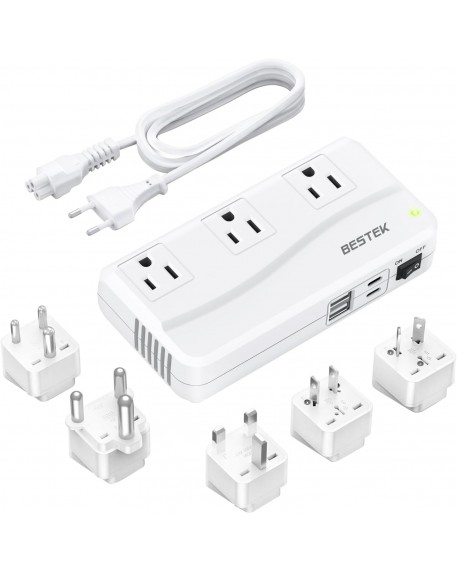 BESTEK 300W Voltage Converter 220V to 110V Power Transformer with 2 USB-C PD 20W Fast Charging Ports